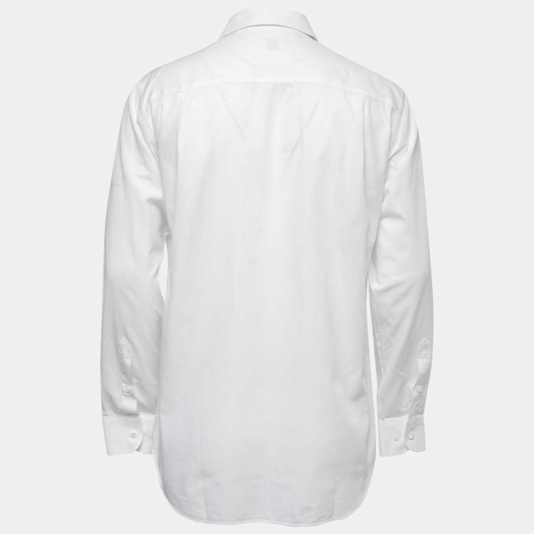 Pre Owned Armani Collezioni White Cotton Button Front Full Sleeve Shirt M