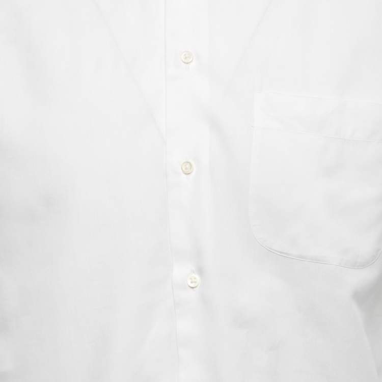 Pre Owned Armani Collezioni White Cotton Button Front Full Sleeve Shirt M