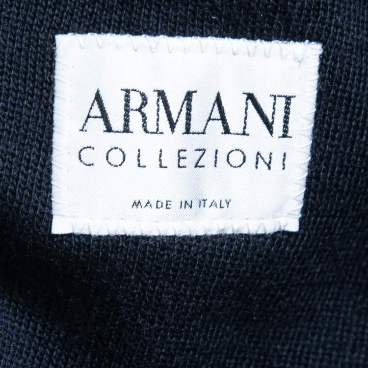 Pre Owned Armani Collezioni Navy Blue Wool & Acrylic Zip Front Jacket XXL