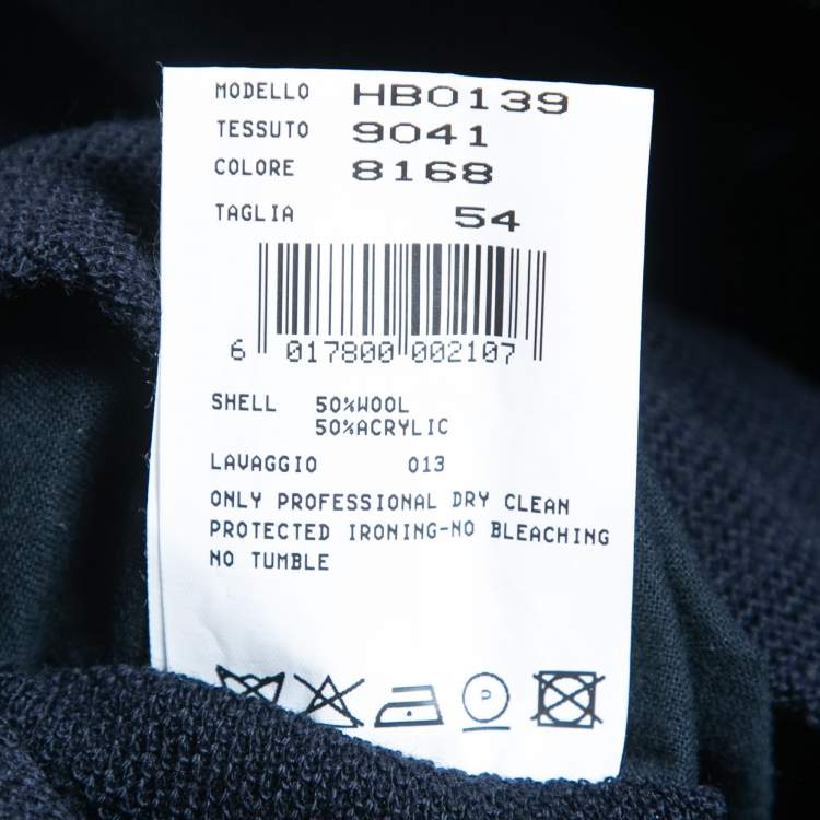 Pre Owned Armani Collezioni Navy Blue Wool & Acrylic Zip Front Jacket XXL