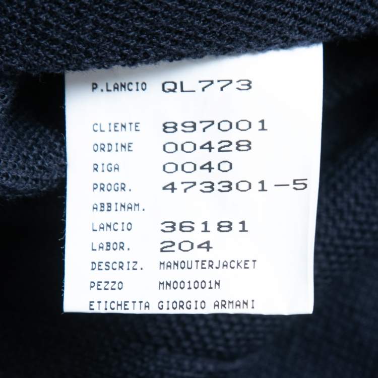 Pre Owned Armani Collezioni Navy Blue Wool & Acrylic Zip Front Jacket XXL