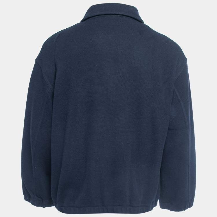 Pre Owned Armani Collezioni Navy Blue Wool & Acrylic Zip Front Jacket XXL