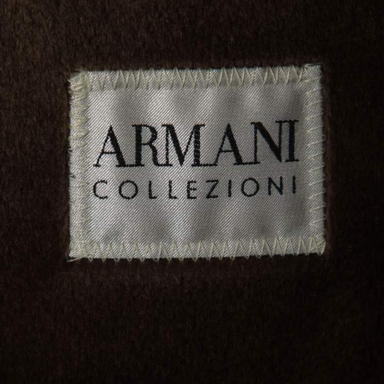 Pre Owned Armani Collezioni Vintage Brown Faux Suede Zip Front Jacket XXL