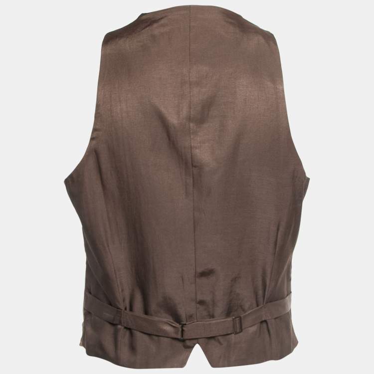 Armani Collezioni Brown Velvet Single Breasted Vest M Armani