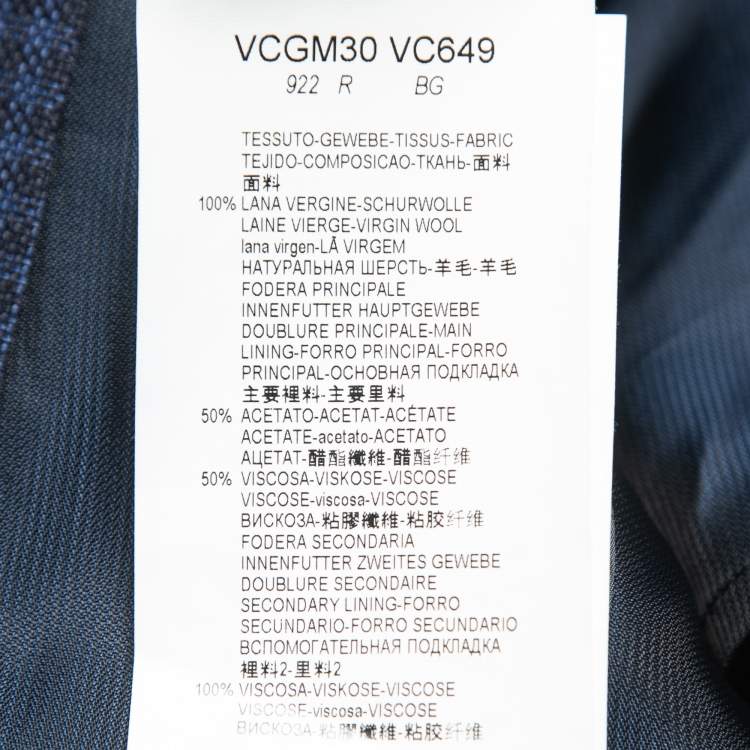 Pre Owned Armani Collezioni Navy Blue Checked Wool Single Breasted Blazer M