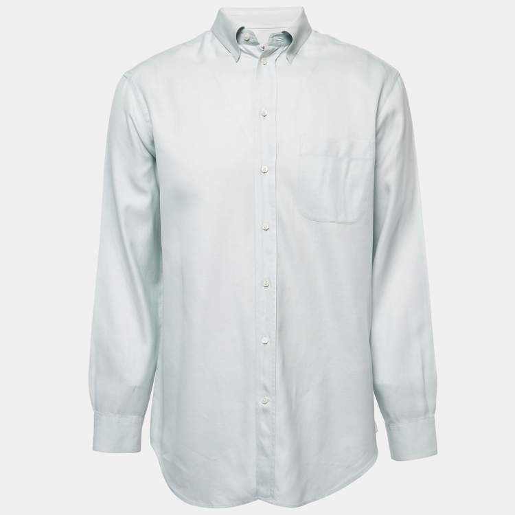 Armani Collezioni Light Grey Cotton Button Down Shirt L Armani