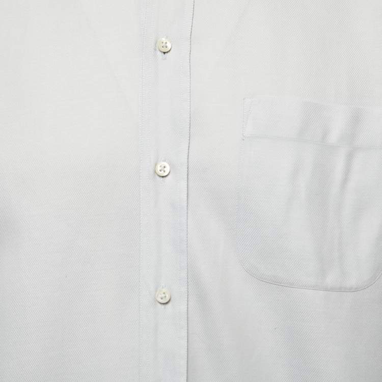 Pre Owned Armani Collezioni Light Grey Cotton Button Down Shirt L