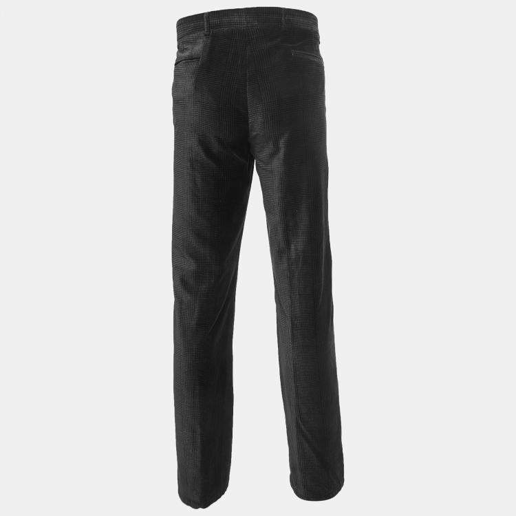 Pre Owned Armani Collezioni Black Checked Velvet Trousers L