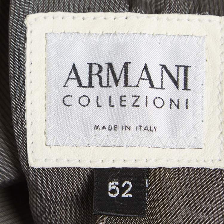 Pre Owned Armani Collezioni White Leather Buttoned Jacket XL