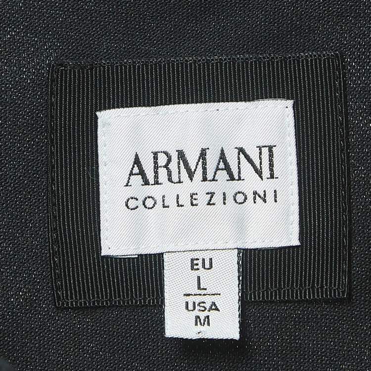 Pre Owned Armani Collezioni Black Logo Embroidery Jersey Short Sleeve Polo T-Shirt L