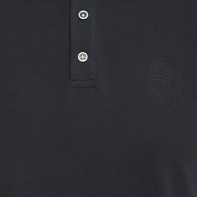Pre Owned Armani Collezioni Black Logo Embroidery Jersey Short Sleeve Polo T-Shirt L