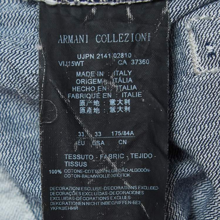 Pre Owned Armani Collezioni Light Blue Denim Slim Fit Jeans M Waist 33''