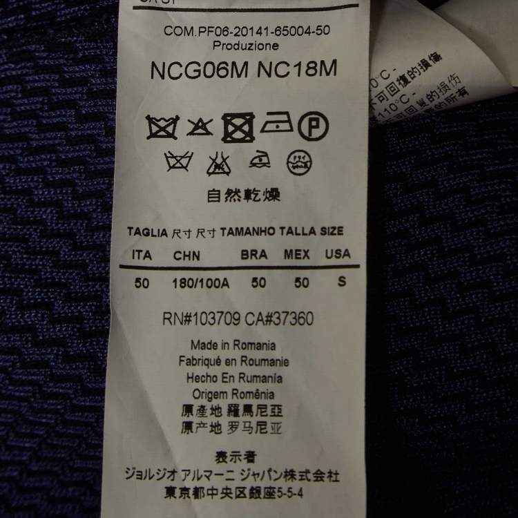 Pre Owned Armani Collezioni Navy Blue Patterned Wool Blend Buttoned Jacket L