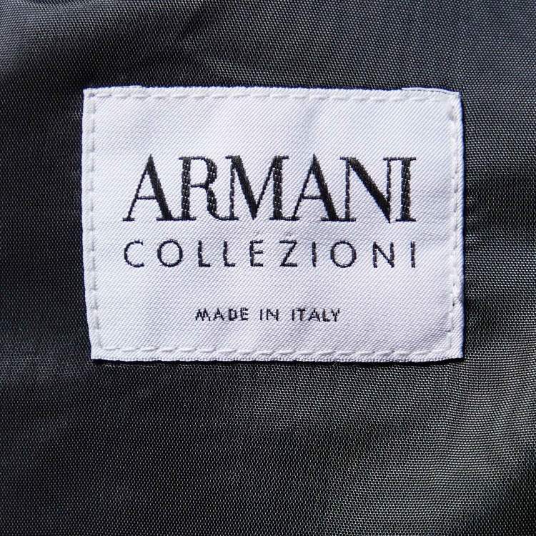 Pre Owned Armani Collezioni Grey Striped Wool Blend Vest L