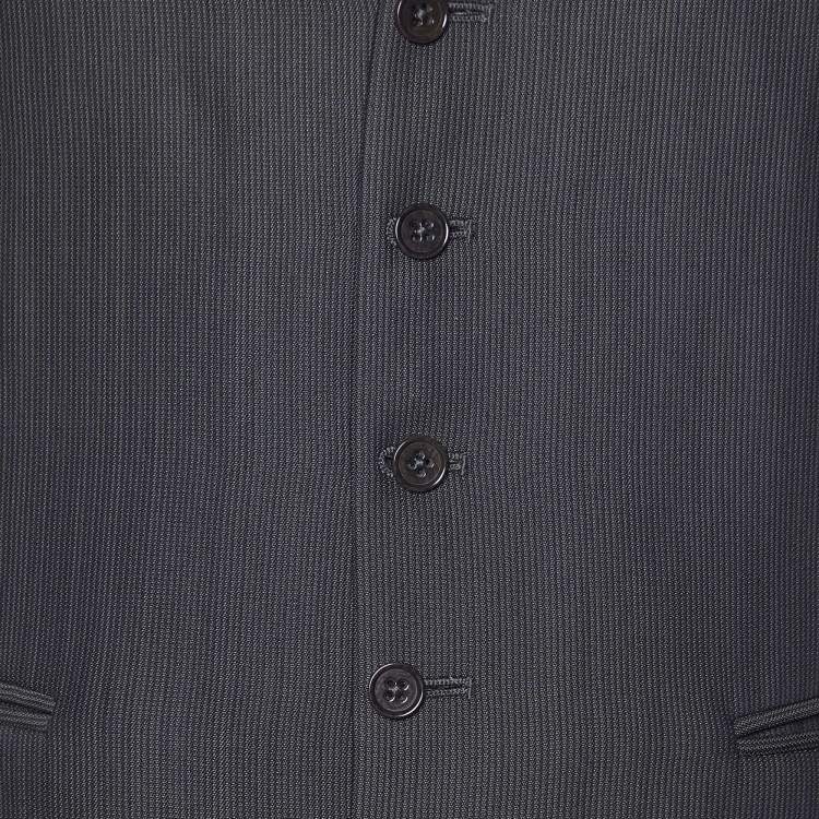 Pre Owned Armani Collezioni Grey Striped Wool Blend Vest L