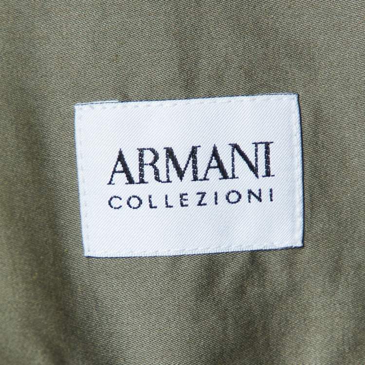 Pre Owned Armani Collezioni Khaki Green Cotton Long Sleeve Shirt M