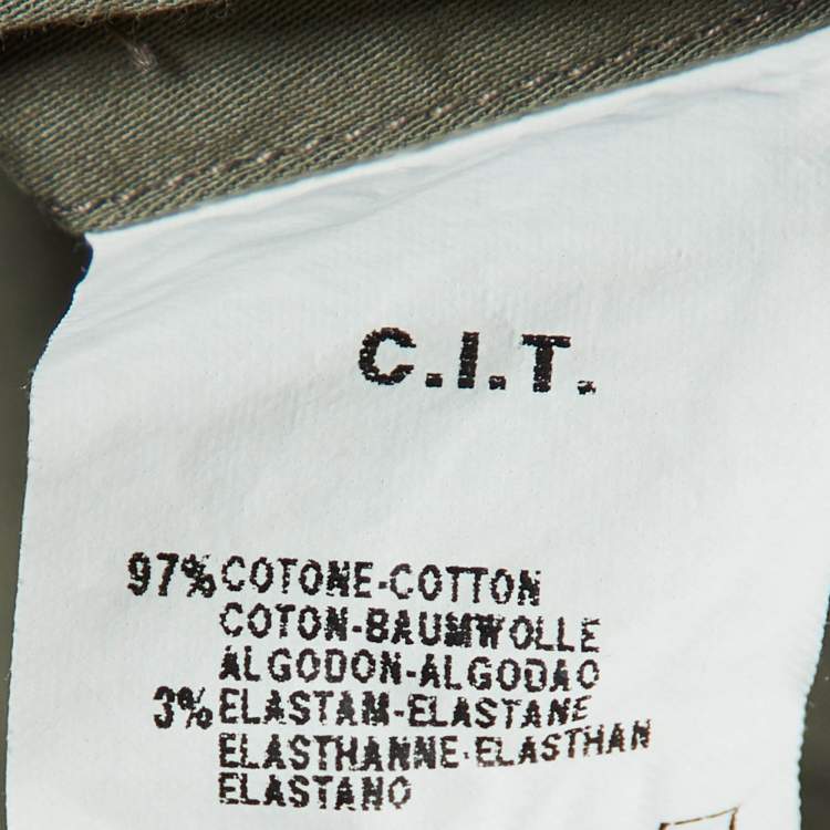 Pre Owned Armani Collezioni Khaki Green Cotton Long Sleeve Shirt M