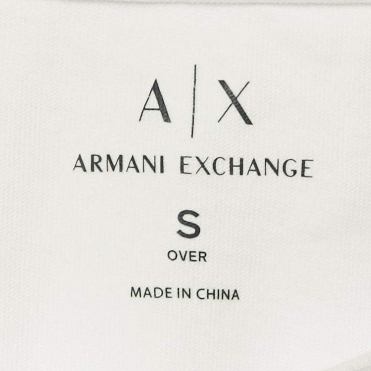 Pre Owned Armani Exchange White Cotton Knit Contrast Detail Oversized T-Shirt S