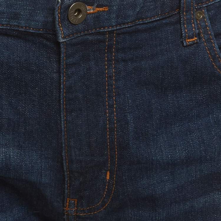 Pre Owned Armani Jeans Navy Blue Denim Straight Leg Jeans XXL Waist 40" 