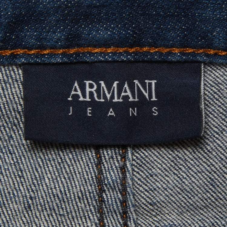 Pre Owned Armani Jeans Navy Blue Denim Straight Leg Jeans XXL Waist 40" 