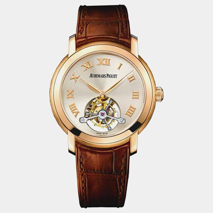 Pre Owned Audemars Piguet Jules 26561Or.Oo.D088Cr.01 Manual Winding Silver 18k Rose Gold Men's Wristwatch 39 mm