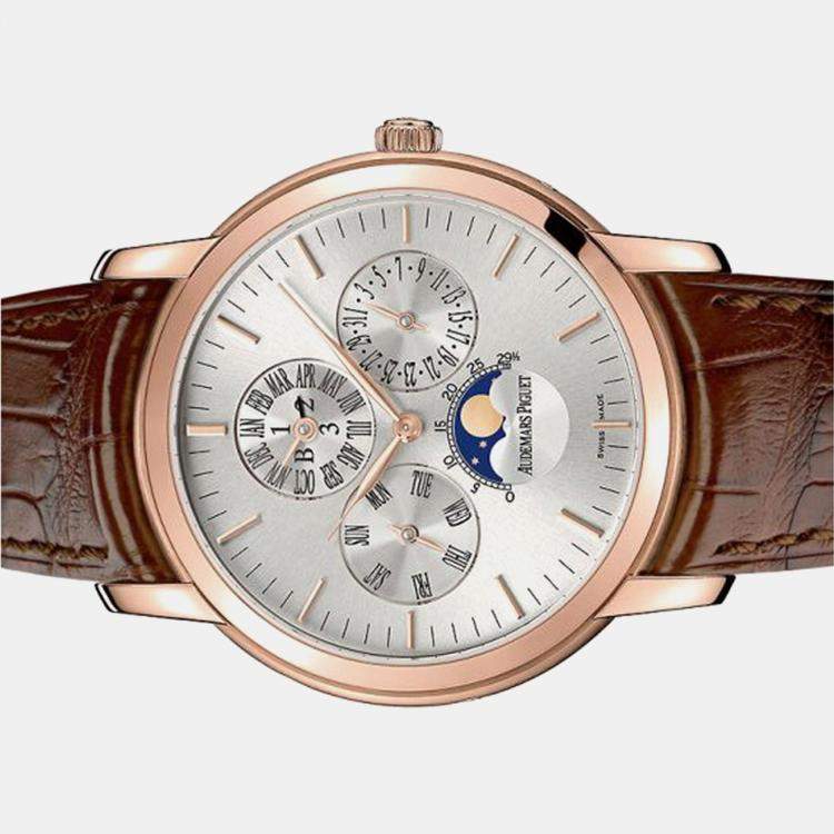Pre Owned Audemars Piguet Jules 26390OR.OO.D088CR.01 Automatic Silver 18k Rose Gold Men's Wristwatch 41 mm