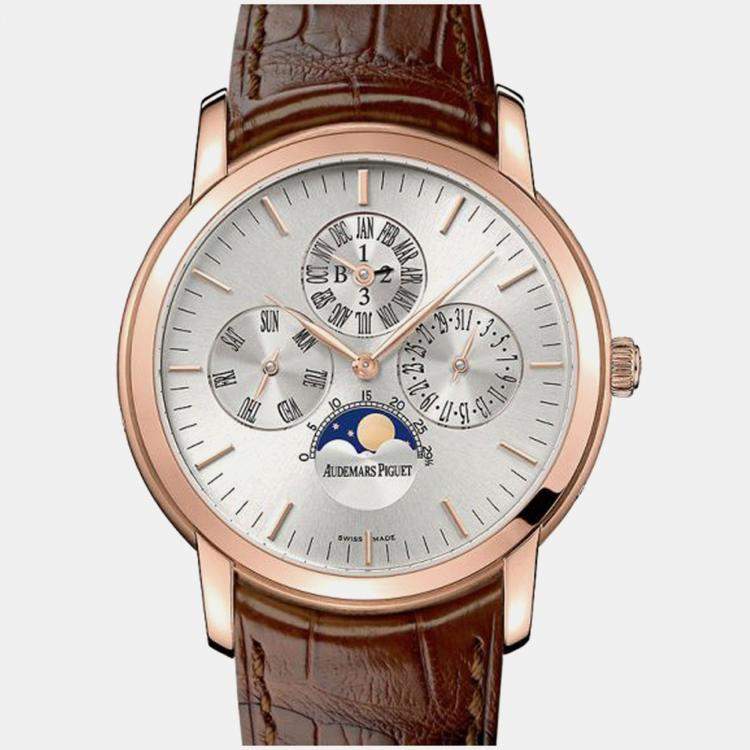 Pre Owned Audemars Piguet Jules 26390OR.OO.D088CR.01 Automatic Silver 18k Rose Gold Men's Wristwatch 41 mm