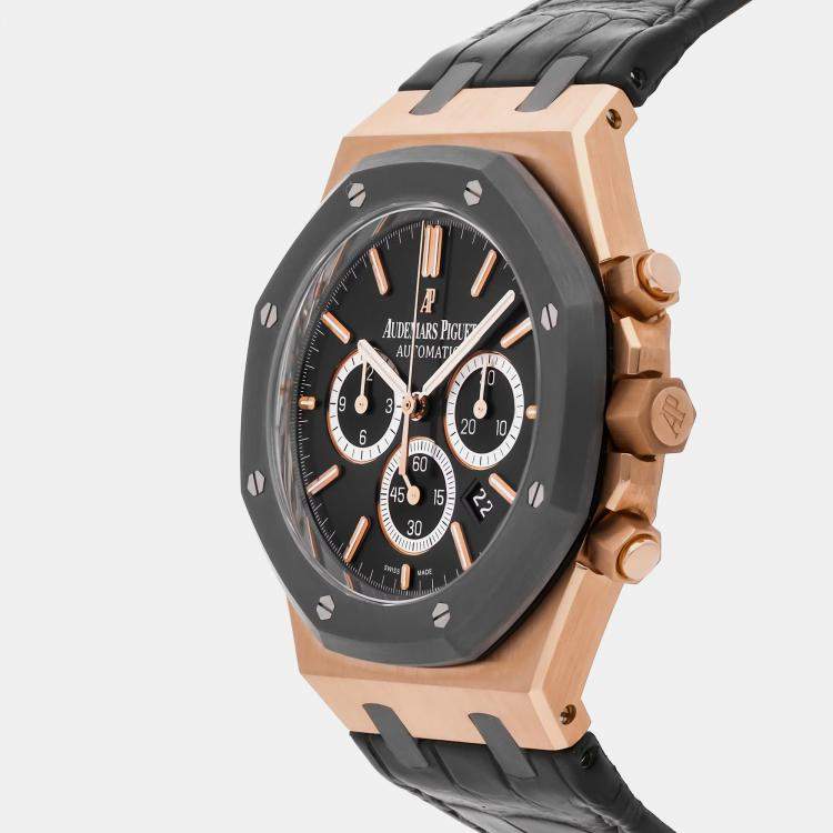 Pre Owned Audemars Piguet Grey 18k Rose Gold Royal Oak Leo Messi 26325OL.OO.D005CR.01 Automatic Men's Wristwatch 41 mm
