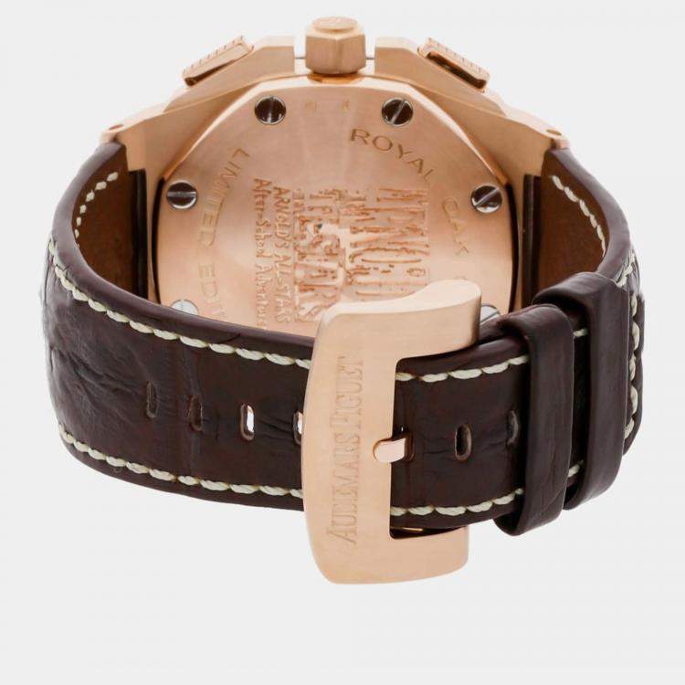 Pre Owned Audemars Piguet Brown 18k Rose Gold Crocodile Royal Oak Offshore 26158OR.OO.A801CR.01 Men's Wristwatch 48 mm