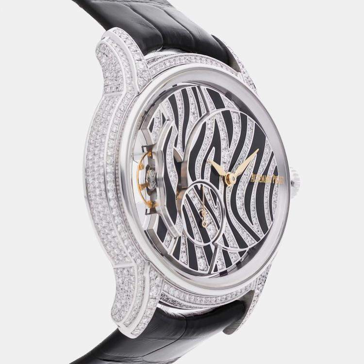Pre Owned Audemars Piguet Millenary 77249BC.ZZ.A102CR.01 Manual Winding White Gold Diamond Dial Men's Wristwatch 39.5mm