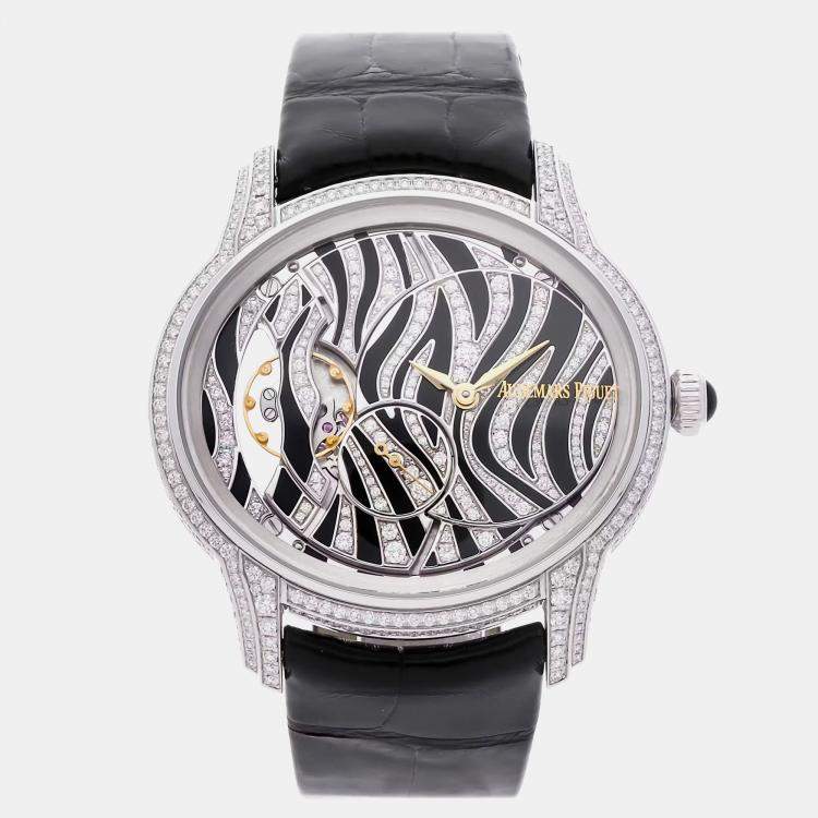 Pre Owned Audemars Piguet Millenary 77249BC.ZZ.A102CR.01 Manual Winding White Gold Diamond Dial Men's Wristwatch 39.5mm