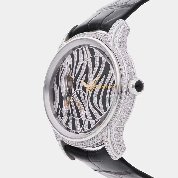 Pre Owned Audemars Piguet Millenary 77249BC.ZZ.A102CR.01 Manual Winding White Gold Diamond Dial Men's Wristwatch 39.5mm