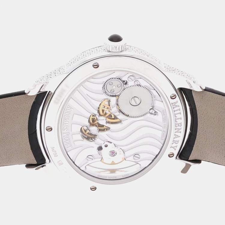 Pre Owned Audemars Piguet Millenary 77249BC.ZZ.A102CR.01 Manual Winding White Gold Diamond Dial Men's Wristwatch 39.5mm