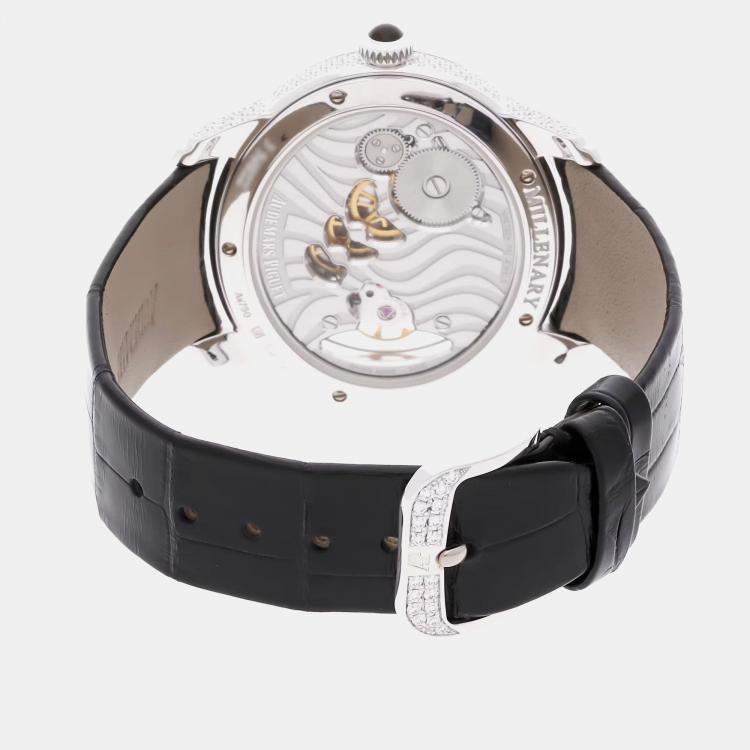 Pre Owned Audemars Piguet Millenary 77249BC.ZZ.A102CR.01 Manual Winding White Gold Diamond Dial Men's Wristwatch 39.5mm