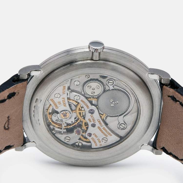 Pre Owned Audemars Piguet Grey Platinum Alligator Leather Jules Audemars 14667PT.OO.A001CR.01 Men's Wristwatch 32 mm