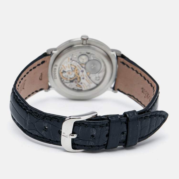Pre Owned Audemars Piguet Grey Platinum Alligator Leather Jules Audemars 14667PT.OO.A001CR.01 Men's Wristwatch 32 mm