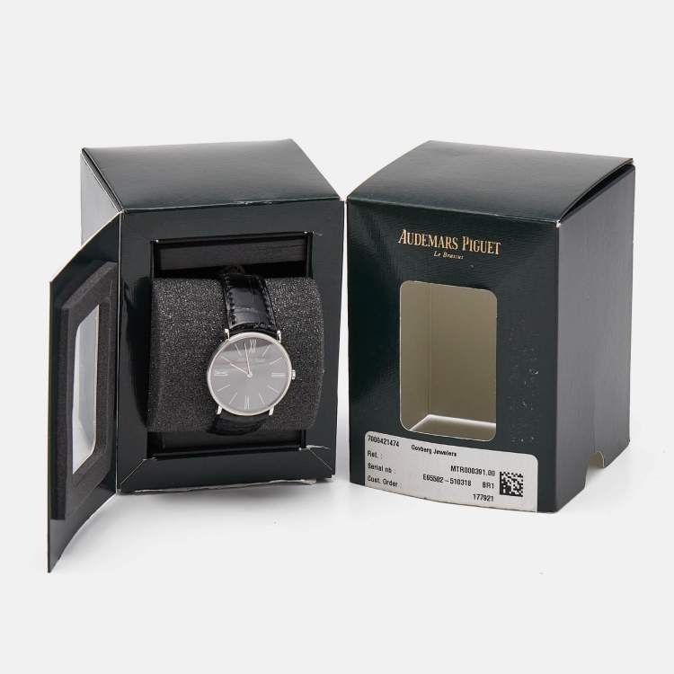 Pre Owned Audemars Piguet Grey Platinum Alligator Leather Jules Audemars 14667PT.OO.A001CR.01 Men's Wristwatch 32 mm