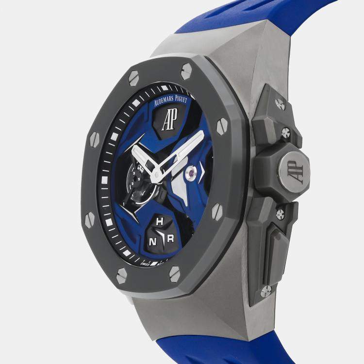 Pre Owned Audemars Piguet Royal Oak Concept Flying Tourbillon GMT 26589IO.OO.D030CA.01 Manual Winding Titanium Skeleton Dial Men's Wristwatch 44mm