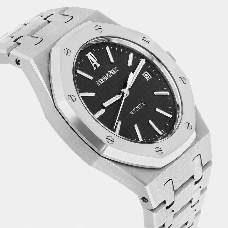 Pre Owned Audemars Piguet Royal Oak 15300ST Automatic Black Stainless Steel Men's Wristwatch 39 mm