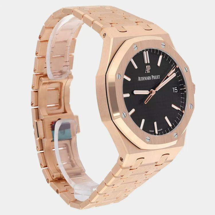 Pre Owned Audemars Piguet Royal Oak 15500OR.OO.1220OR.01 Automatic Black 18k Rose Gold Men's Wristwatch 41 mm
