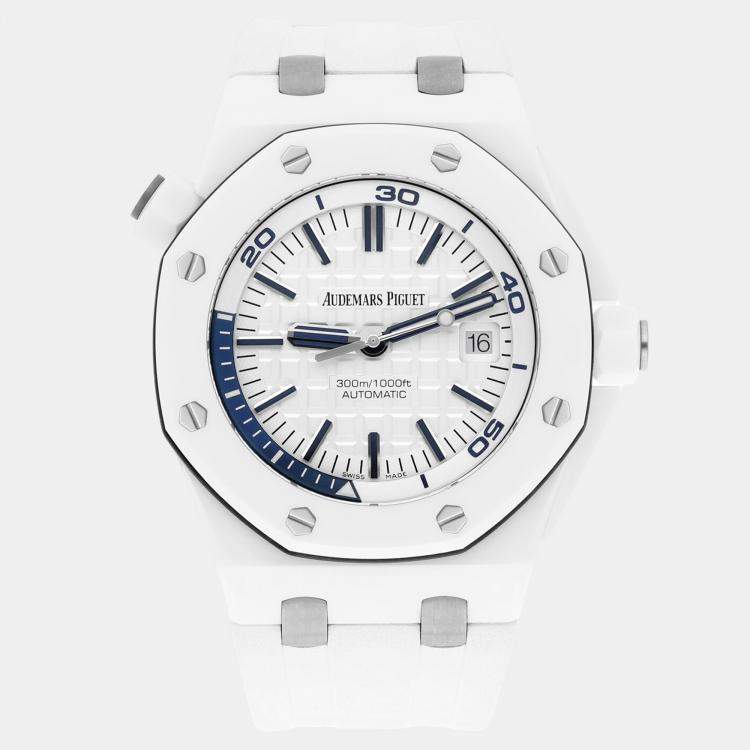 Pre Owned Audemars Piguet Royal Oak Offshore 15707CB.OO.A010CA.01 Automatic White Ceramic Stainless Steel Men's Wristwatch 42 mm