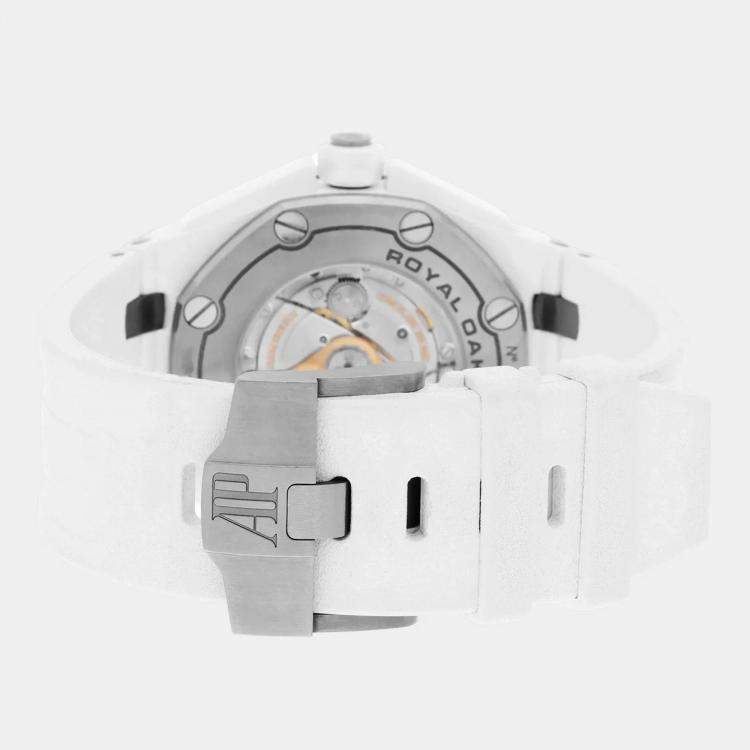 Pre Owned Audemars Piguet Royal Oak Offshore 15707CB.OO.A010CA.01 Automatic White Ceramic Stainless Steel Men's Wristwatch 42 mm