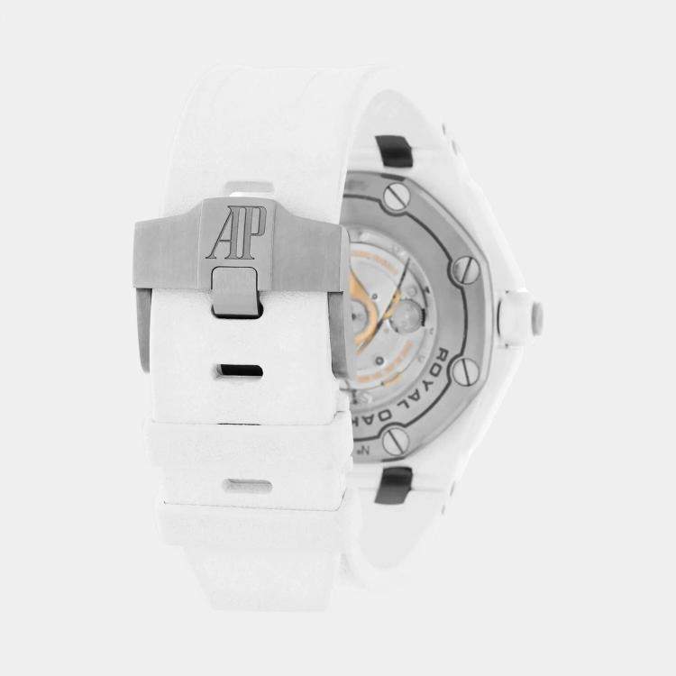 Pre Owned Audemars Piguet Royal Oak Offshore 15707CB.OO.A010CA.01 Automatic White Ceramic Stainless Steel Men's Wristwatch 42 mm