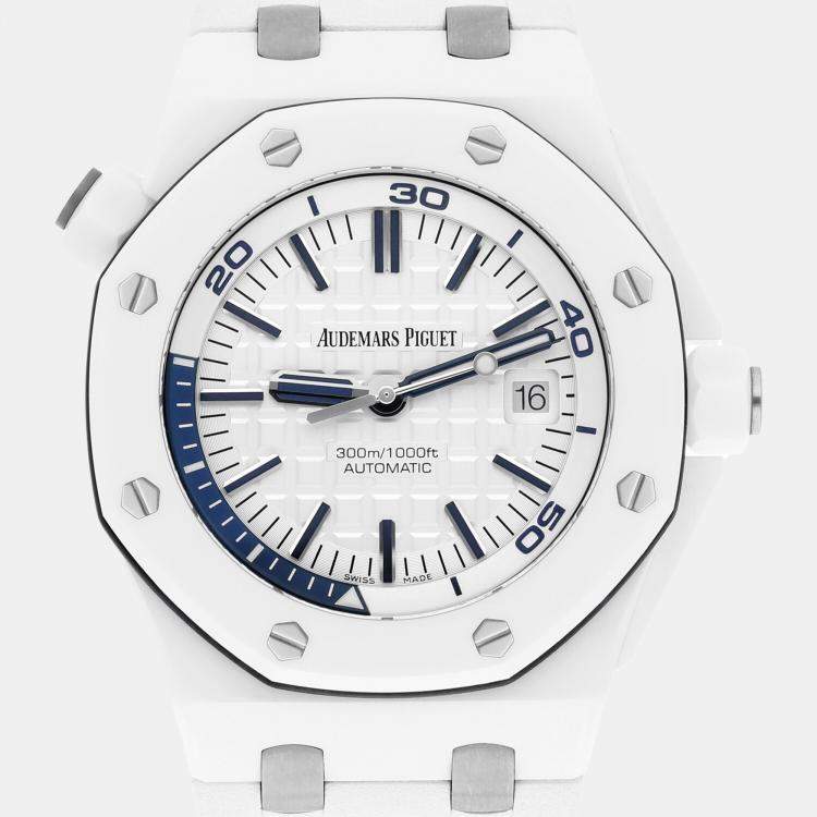 Pre Owned Audemars Piguet Royal Oak Offshore 15707CB.OO.A010CA.01 Automatic White Ceramic Stainless Steel Men's Wristwatch 42 mm