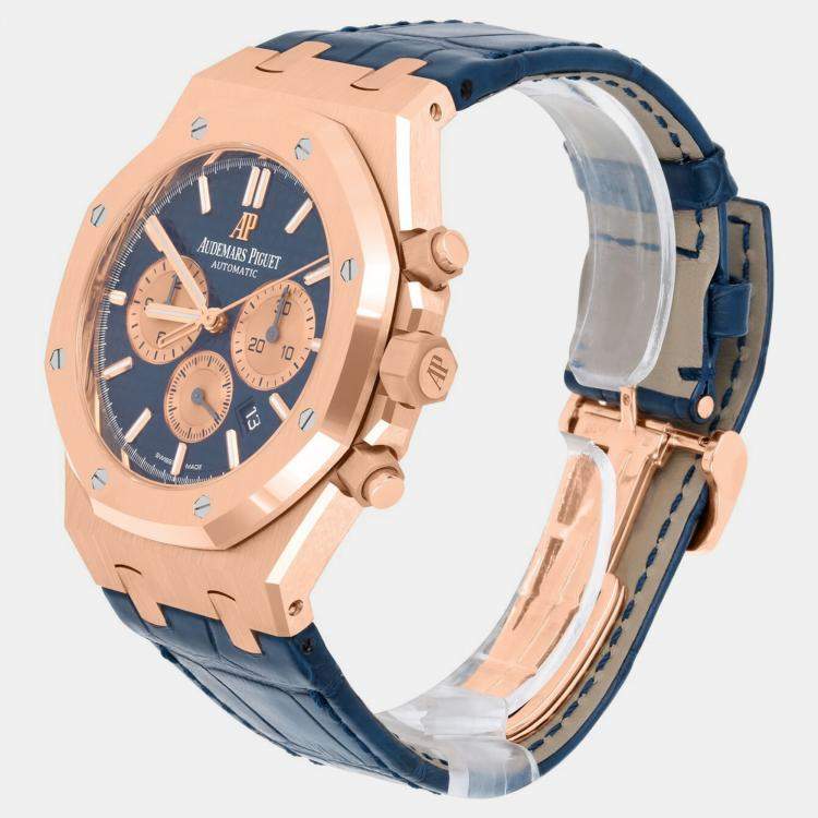 Pre Owned Audemars Piguet Royal Oak 26331OR.OO.D315CR.01 Automatic Blue 18k Rose Gold Men's Wristwatch 41 mm