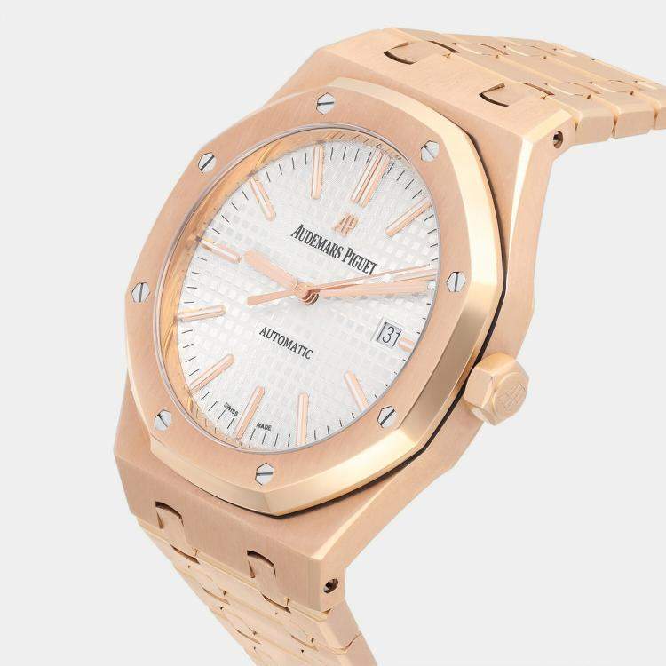 Pre Owned Audemars Piguet Royal Oak 15400OR.OO.1220OR.02 Automatic Silver 18k Rose Gold Men's Wristwatch 41 mm