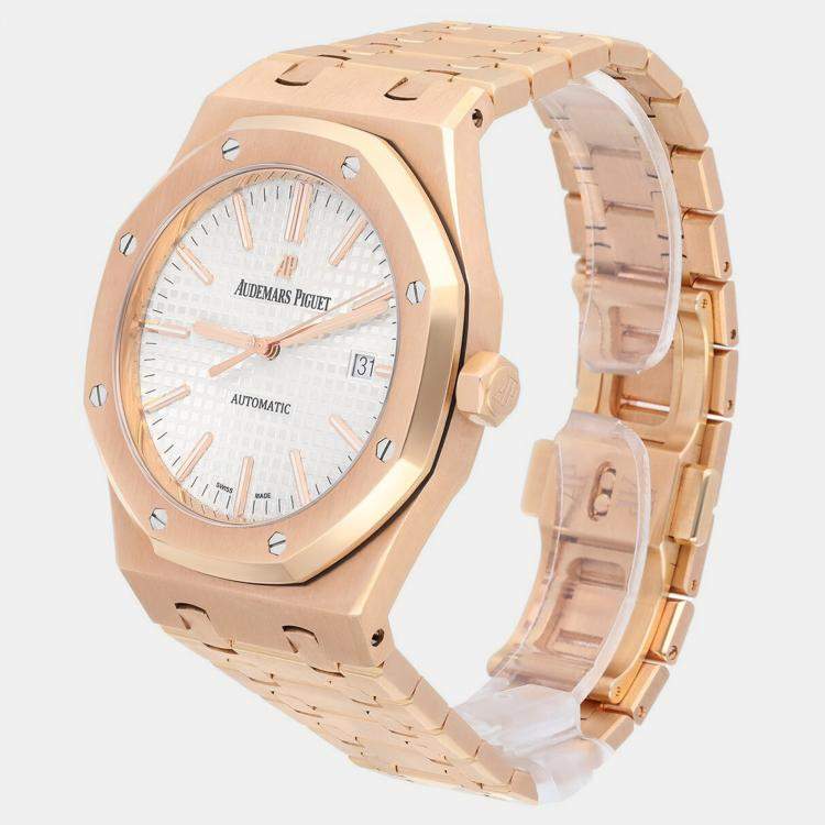 Pre Owned Audemars Piguet Royal Oak 15400OR.OO.1220OR.02 Automatic Silver 18k Rose Gold Men's Wristwatch 41 mm