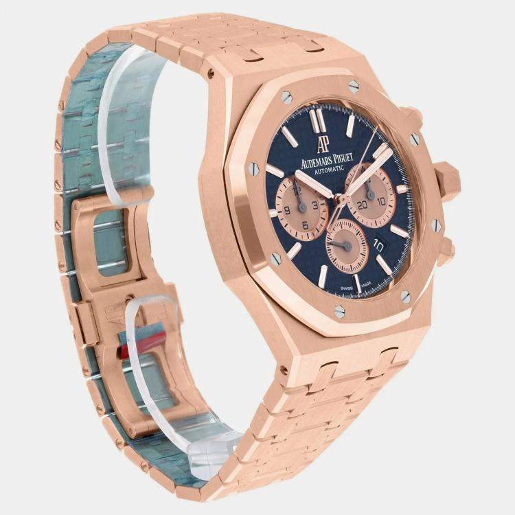 Pre Owned Audemars Piguet Royal Oak 26331OR.OO.1220OR.01 Automatic Blue 18k Rose Gold Men's Wristwatch 41 mm