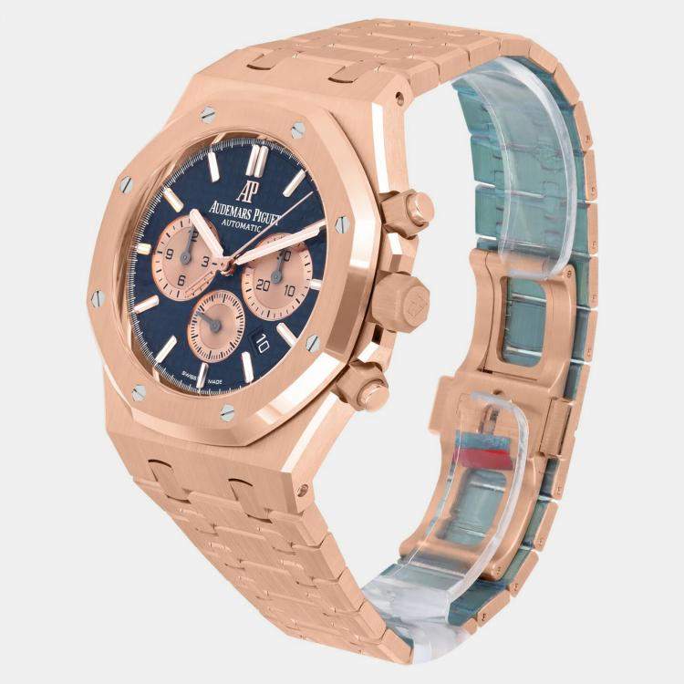 Pre Owned Audemars Piguet Royal Oak 26331OR.OO.1220OR.01 Automatic Blue 18k Rose Gold Men's Wristwatch 41 mm
