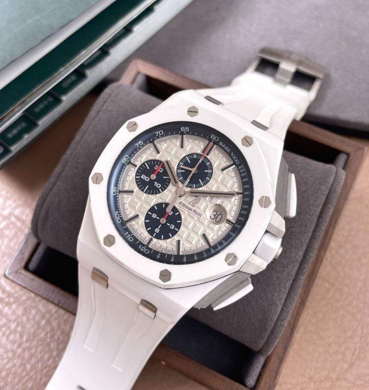 Pre Owned Audemars Piguet Royal Oak Offshore White Ceramic Men's Wristwatch 44 mm